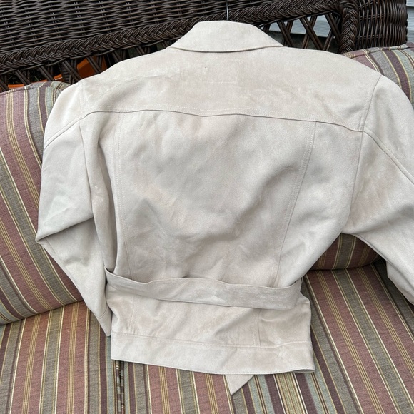Zara Jackets & Blazers - Zara Light Taupe Suede Belted Jacket